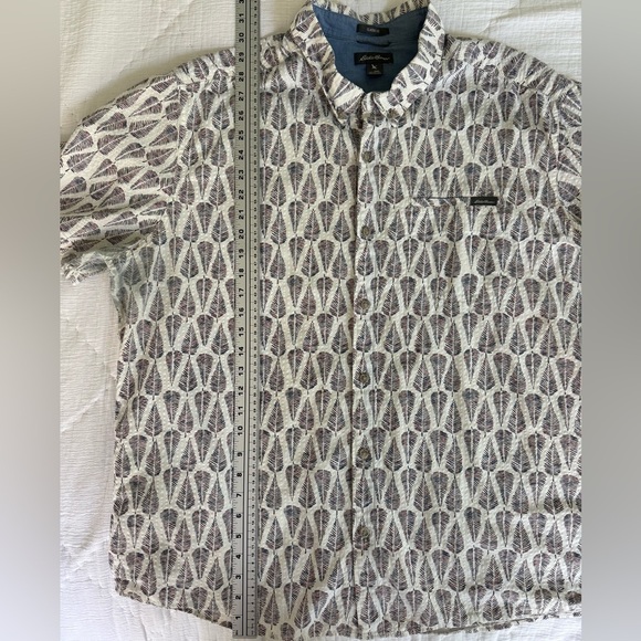 Eddie Bauer Men’s 2XL Classic Fit 100% Cotton Leaf Print Short Sleeve Shirt - Picture 8 of 12
